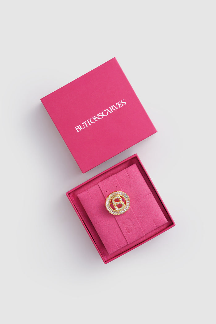 petite crystal round brooch in gold by buttonscarves
