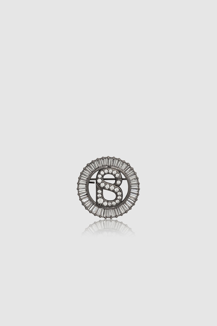 petite crystal ound brooch in hematite by buttonscarves