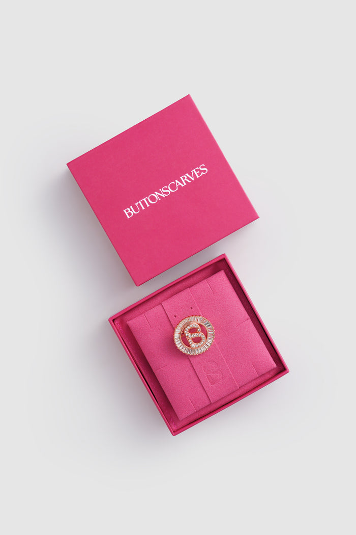 petite crystal round brooch in rose gold by buttonscarves