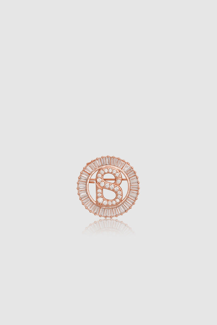 petite crystal round brooch in rose gold by buttonscarves