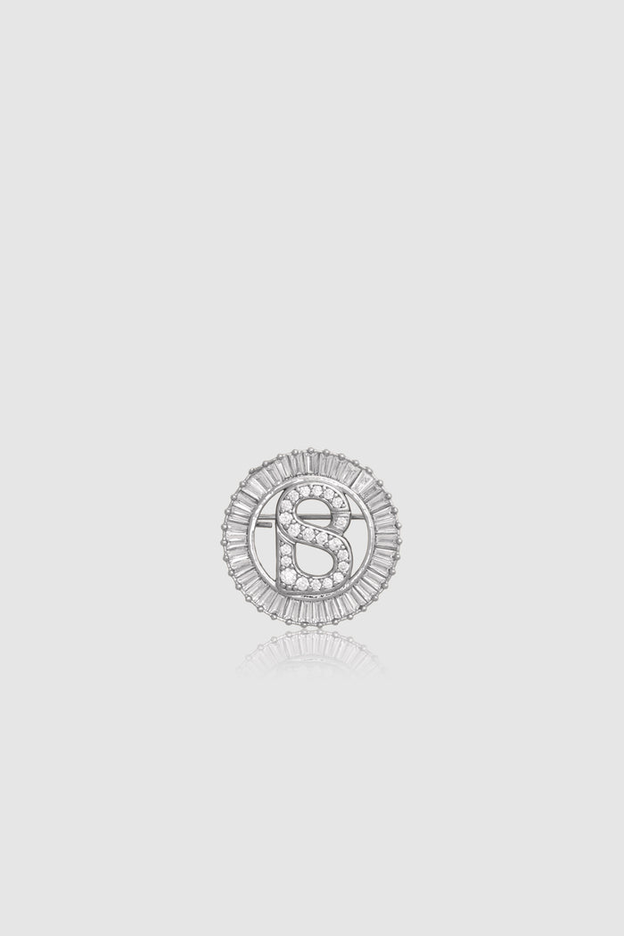 petite crystal round brooch in silver by buttonscarves