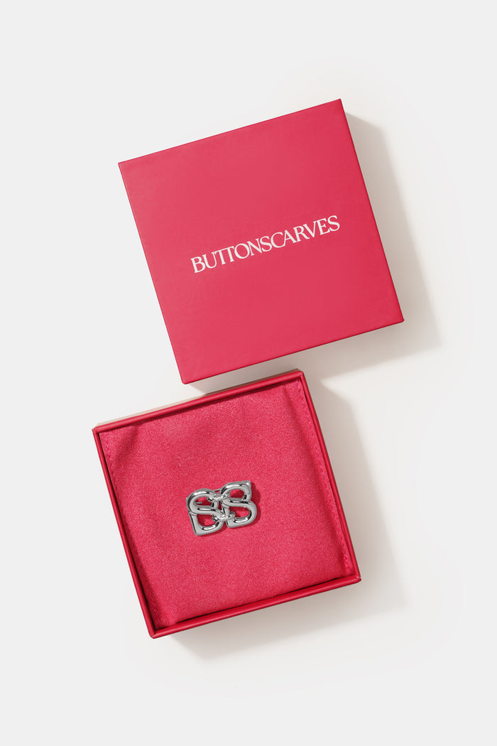 Petite Deux Brooch - Silver