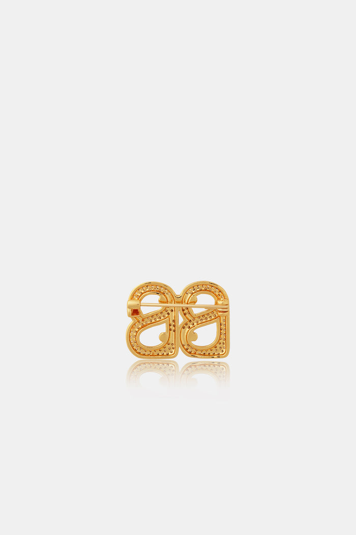 Petite Deux Crystal Brooch - Gold