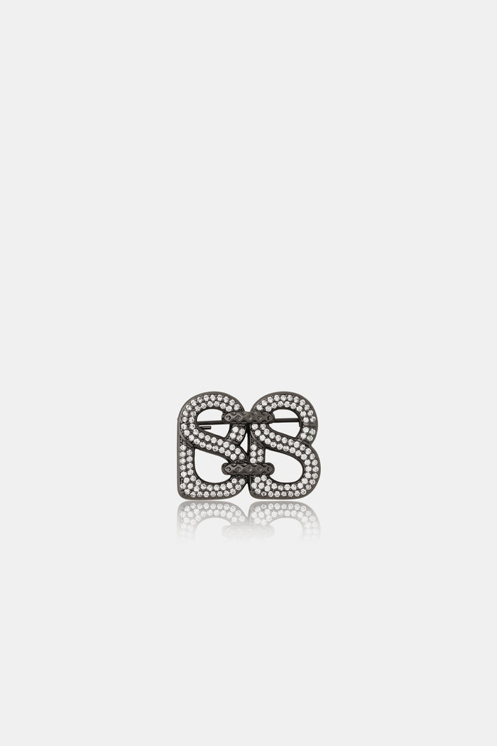 Petite Deux Crystal Brooch - Hematite