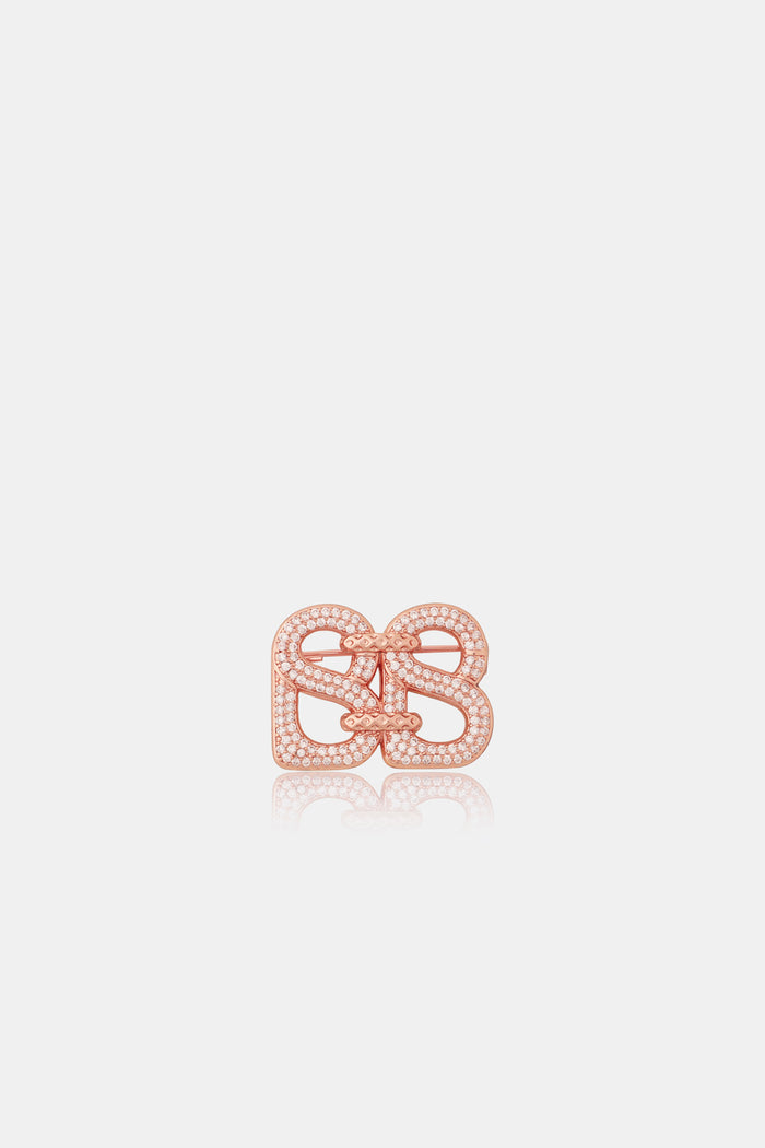 Petite Deux Crystal Brooch - Rose Gold