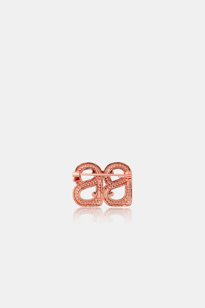 Petite Deux Crystal Brooch - Rose Gold