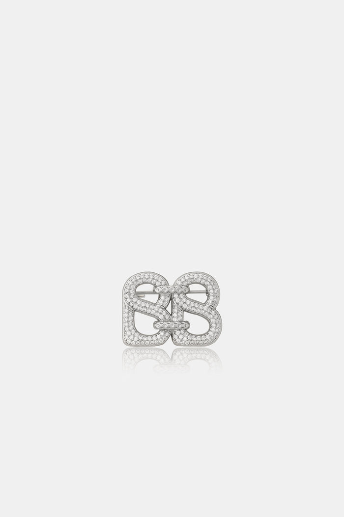 Petite Deux Crystal Brooch - Silver