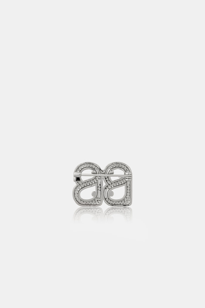 Petite Deux Crystal Brooch - Silver