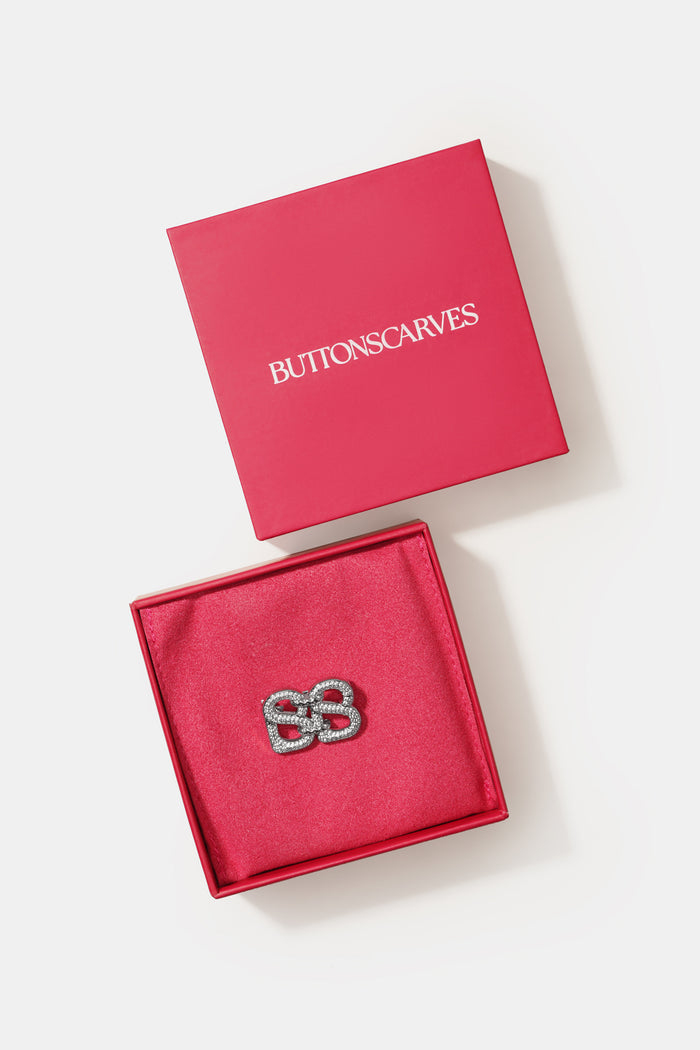 Petite Deux Crystal Brooch - Silver