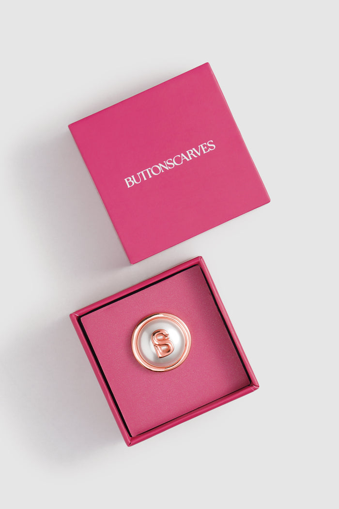 Petite Round Pearl Brooch - Rose Gold