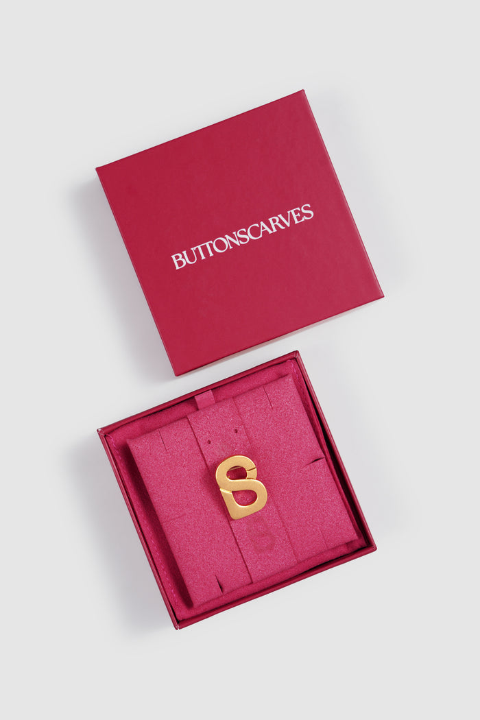 petite signature flat brooch in gilding gold by buttonscarves