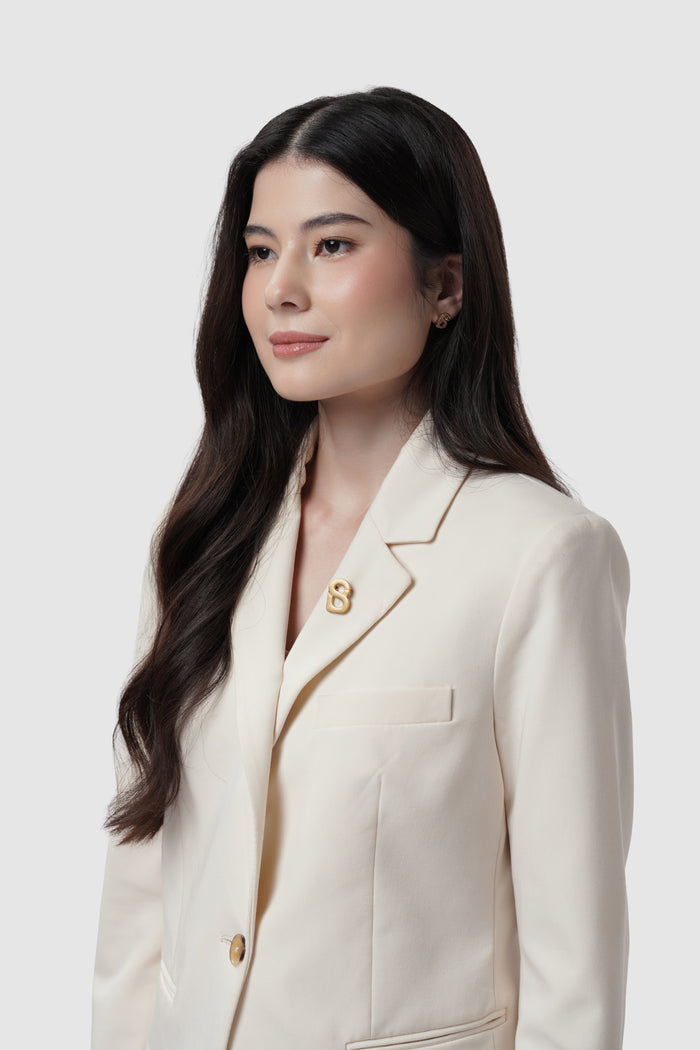 petite signature flat brooch in gilding gold by buttonscarves on blazer