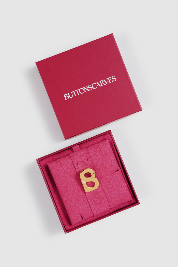 petite signature flat brooch in gold by buttonscarves