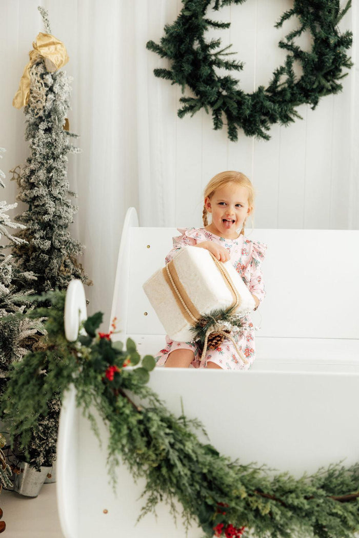 Pink Christmas 3/4 Sleeve Ruffle Twirl Dress-Mila & Rose ®
