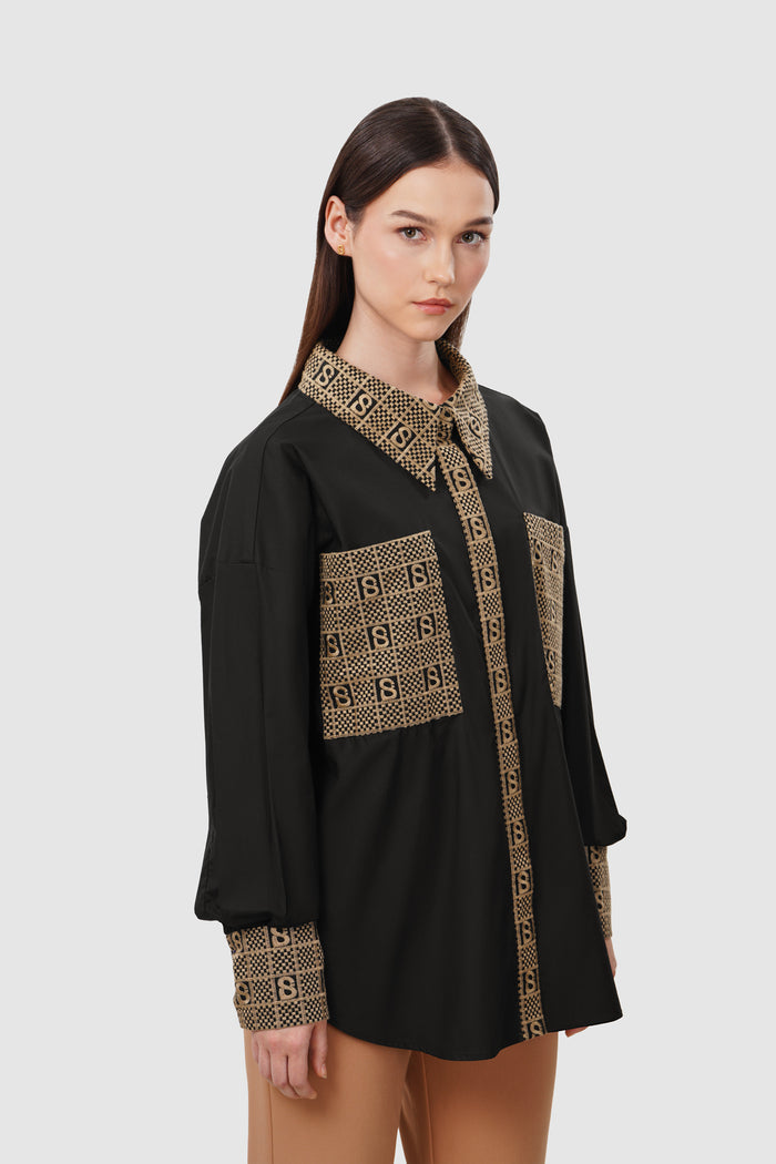 Plaid Monogram Shirt - Black