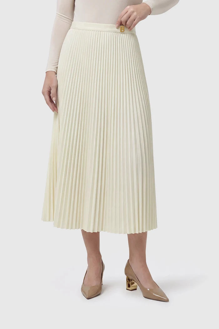 pleats me skirt in white by buttonscarves