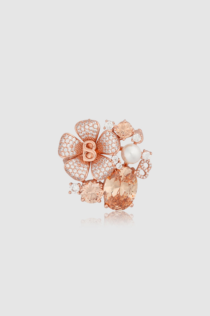 Plumeria Brooch - Rose Gold
