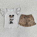 (Promotion)Cartoon Mouse Top Leopard Shorts Girls summer outfits   C0-14