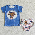 (Promotion)Heifer Stars Baby Girls 4th of July Bummie Set GBO0034