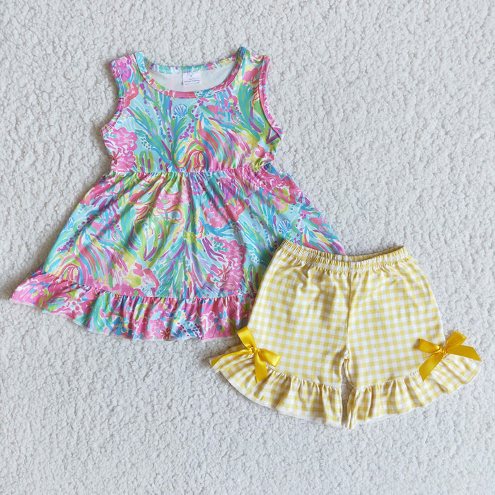 (Promotion)Sleeveless ruffles shorts summer outfits   E8-19