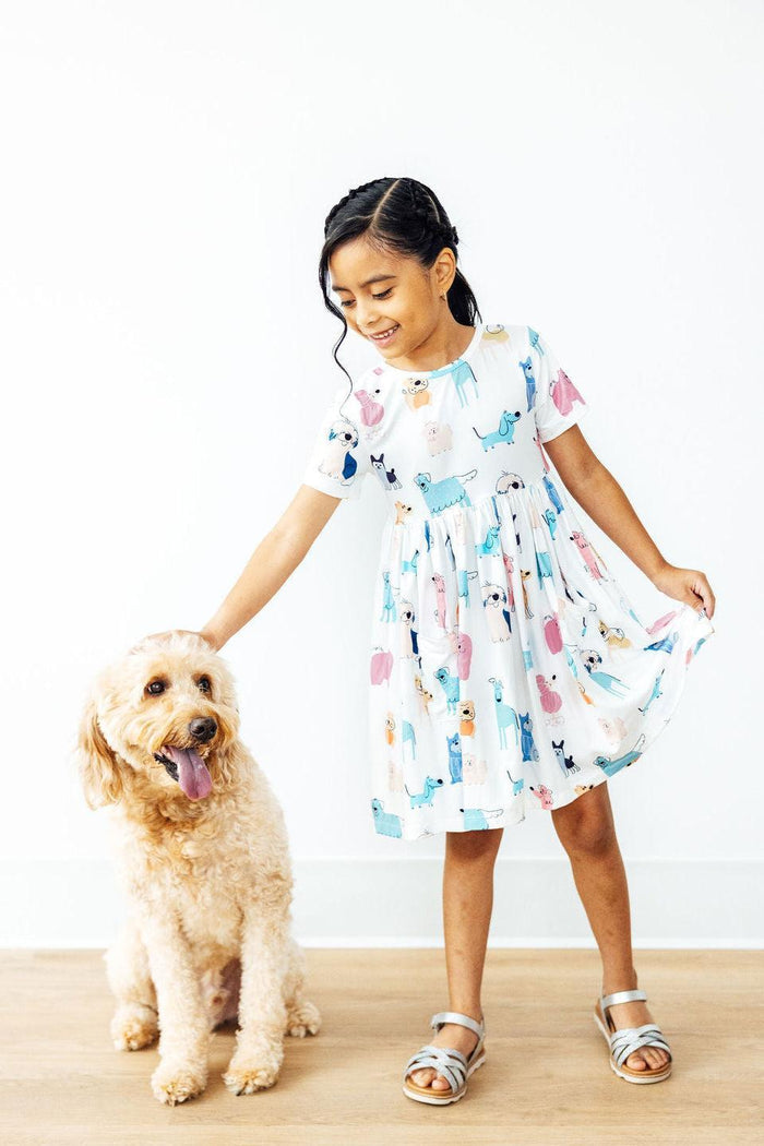 (S) Puppy Pals S/S Pocket Twirl Dress-Mila & Rose ®