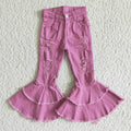 purple Distressed bell bottom jeans C13-11