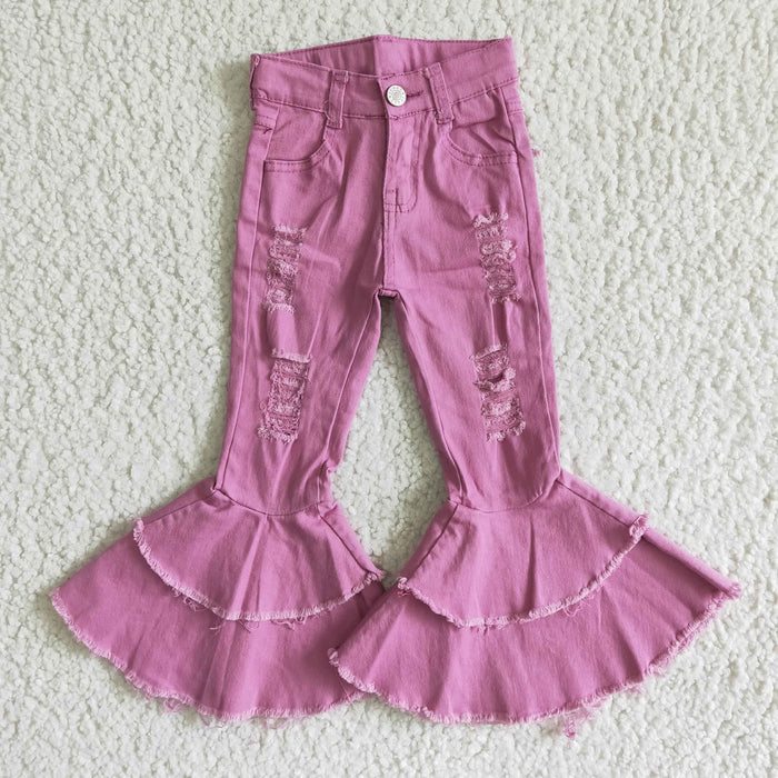 purple Distressed bell bottom jeans C13-11