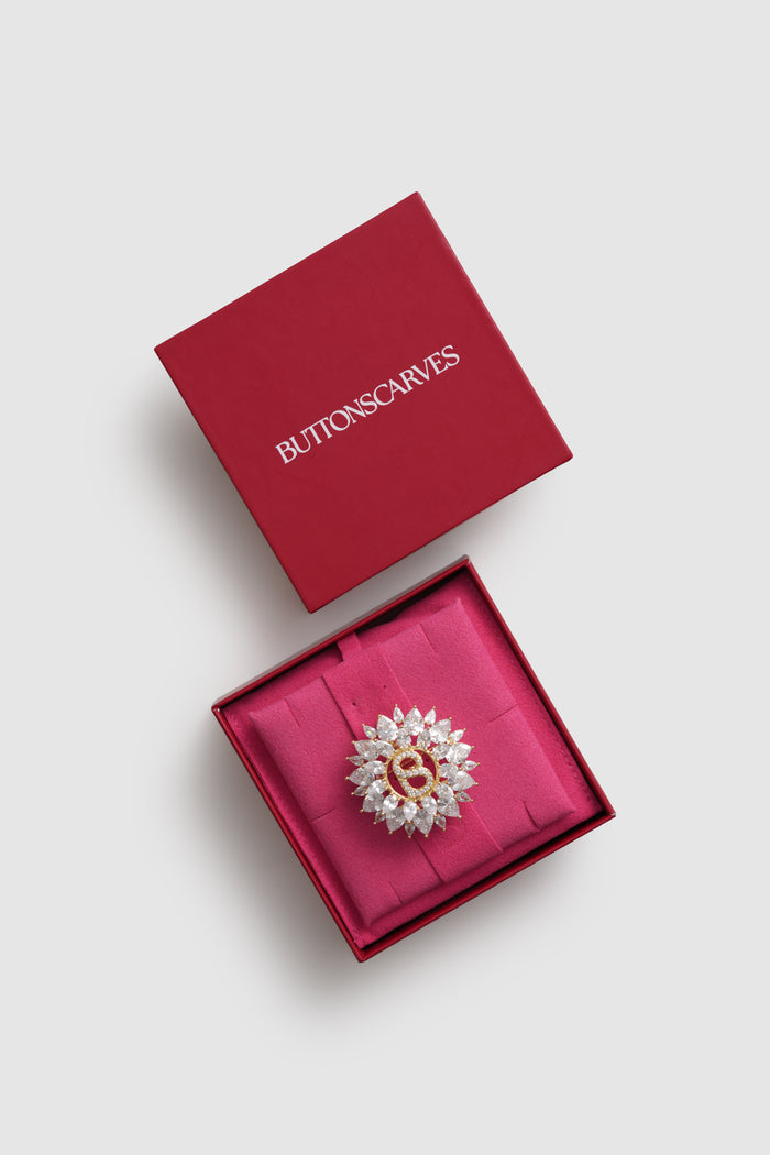 raina brooch in gold by buttonscarves