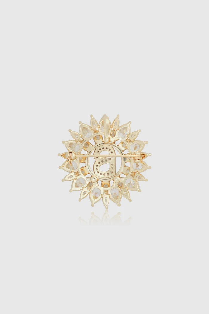 raina brooch in gold back view