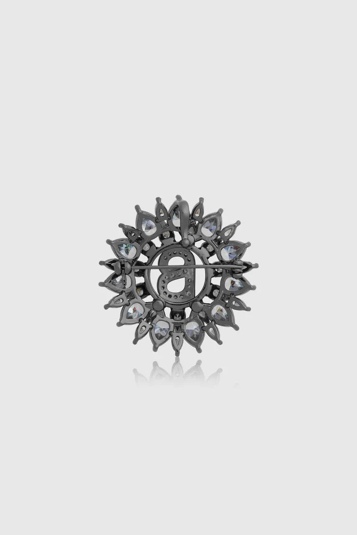 raina brooch in hematite back view