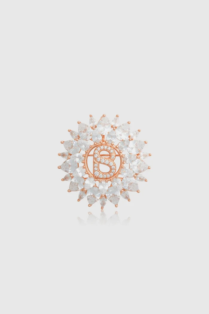 raina brooch in rose gold detail close-up