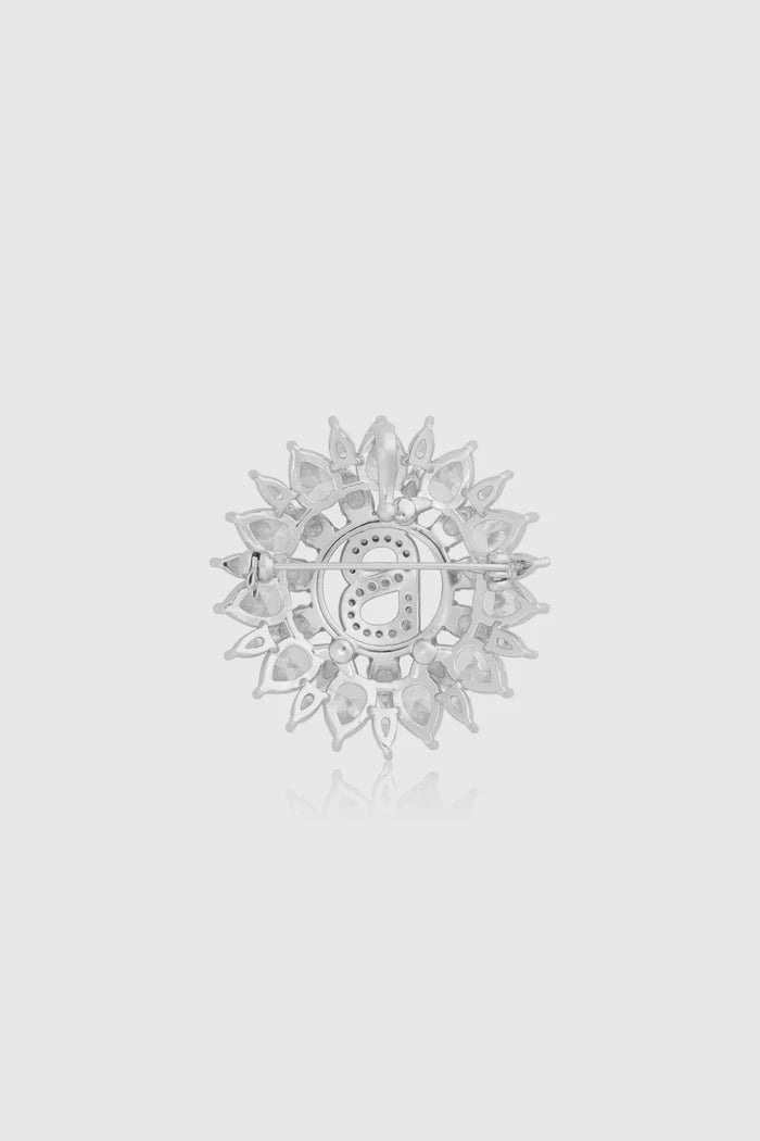 raina brooch in silver back view