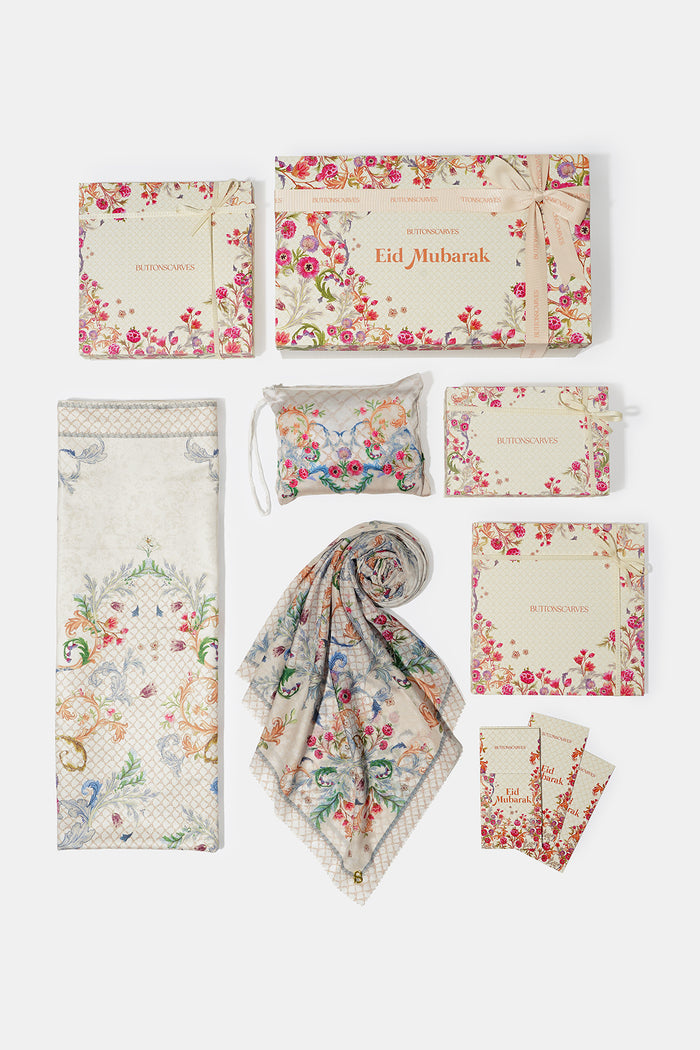 raya hampers in vanilla by buttonscarves set details