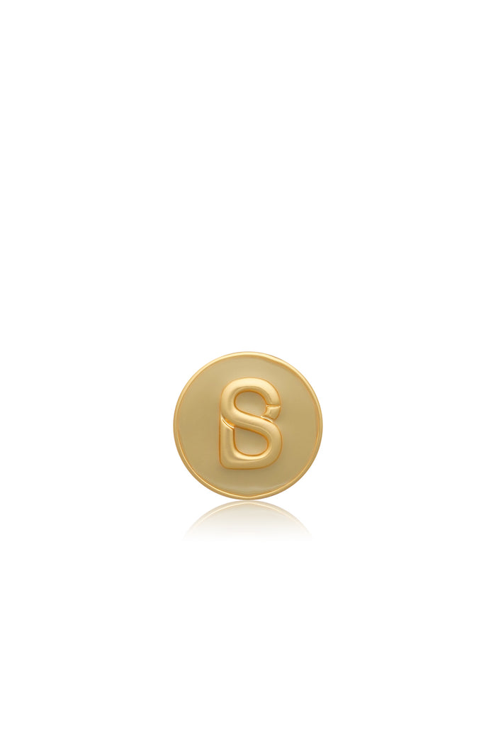 Round Pin Brooch - Beige/Gold