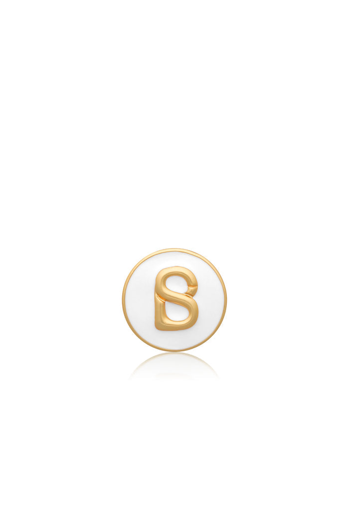 Round Pin Brooch - White/Gold