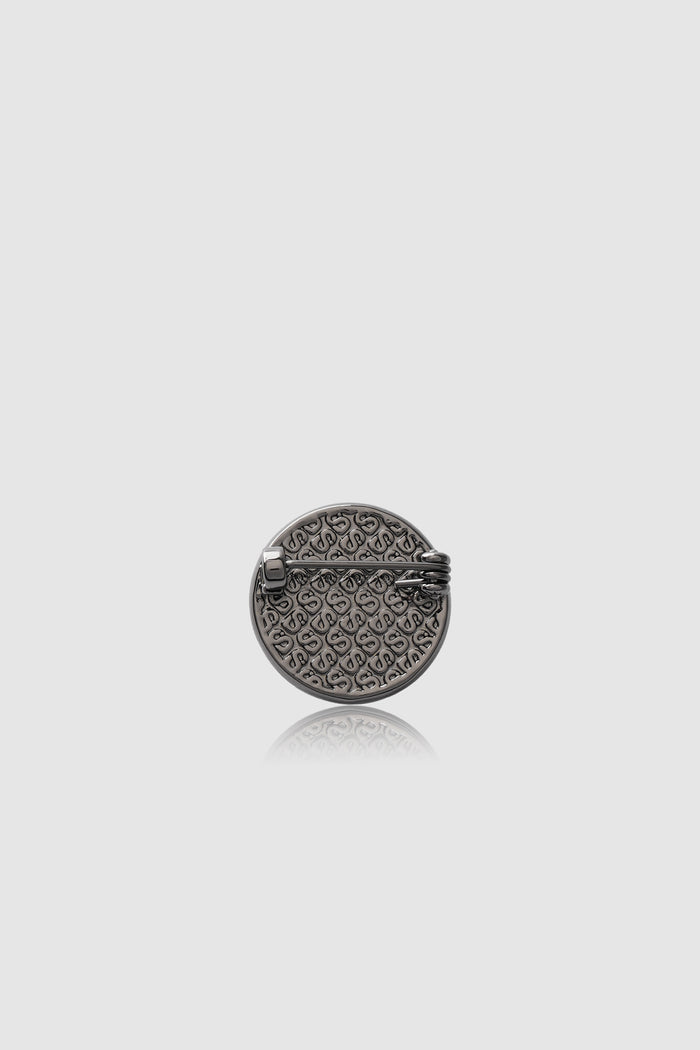 Round Pin Brooch 02 - Black/Silver