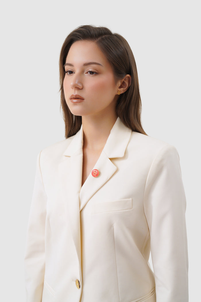 round pin brooch package 06 in aurora by buttonscarves with orange colour on blazer