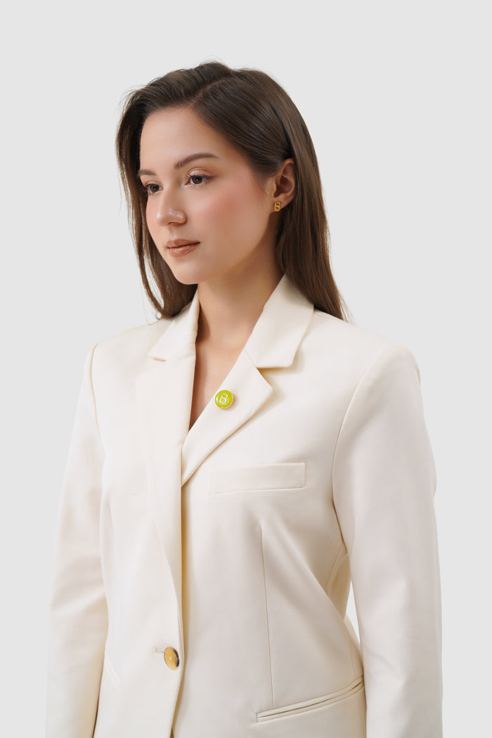 round pin brooch package 06 in spring by buttonscarves with green colour on blazer