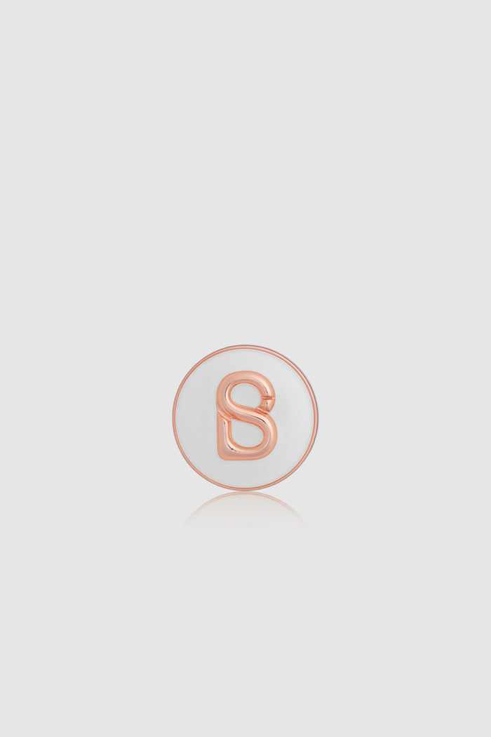 round pin brooch package 06 in white by buttonscarves with rose gold b monogram front view