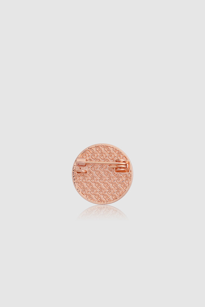 round pin brooch package 06 in white by buttonscarves with rose gold b monogram back view