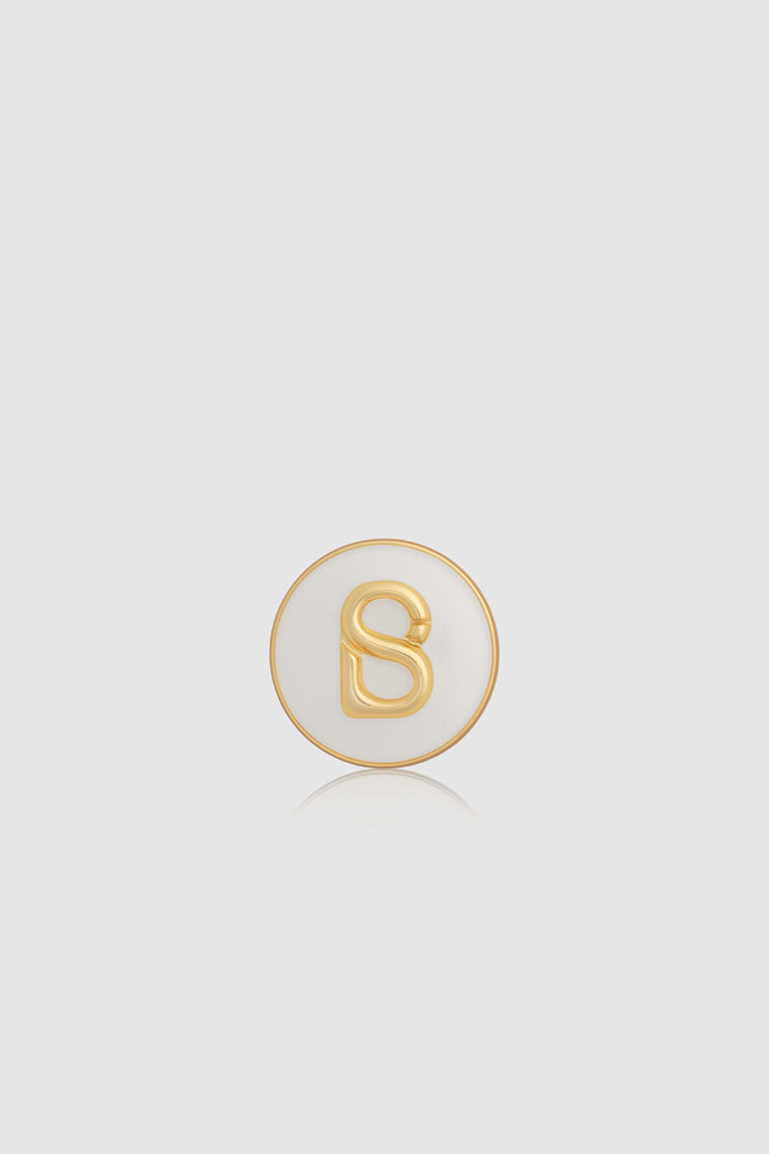 round pin brooch package 06 in white by buttonscarves with gold b monogram front view