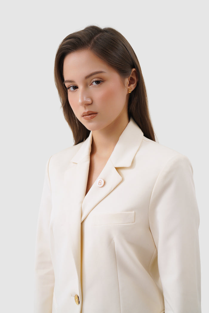 round pin brooch package 06 in white by buttonscarves with rose gold b monogram on blazer