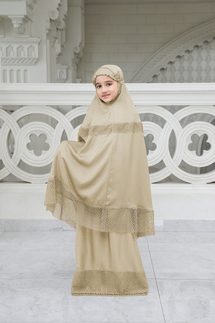 safa kids prayer robe in beige by buttonscarves