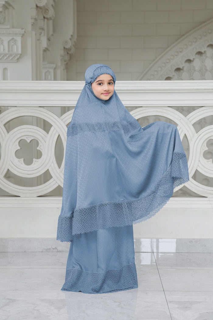 safa kids prayer robe in blue by buttonscarves