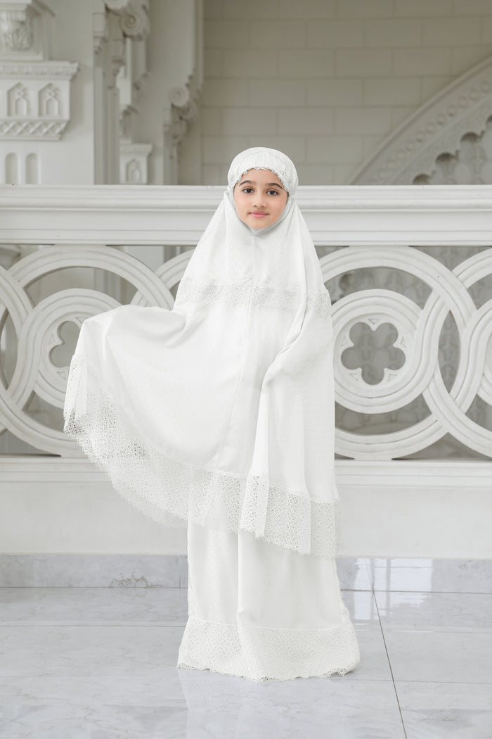 safa kids prayer robe in broken white by buttonscarves
