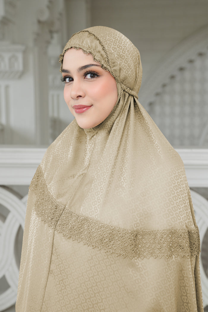 safa prayer robe in beige by buttonscarves detail