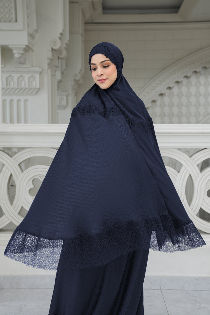 safa prayer robe in navy by buttonscarves front view