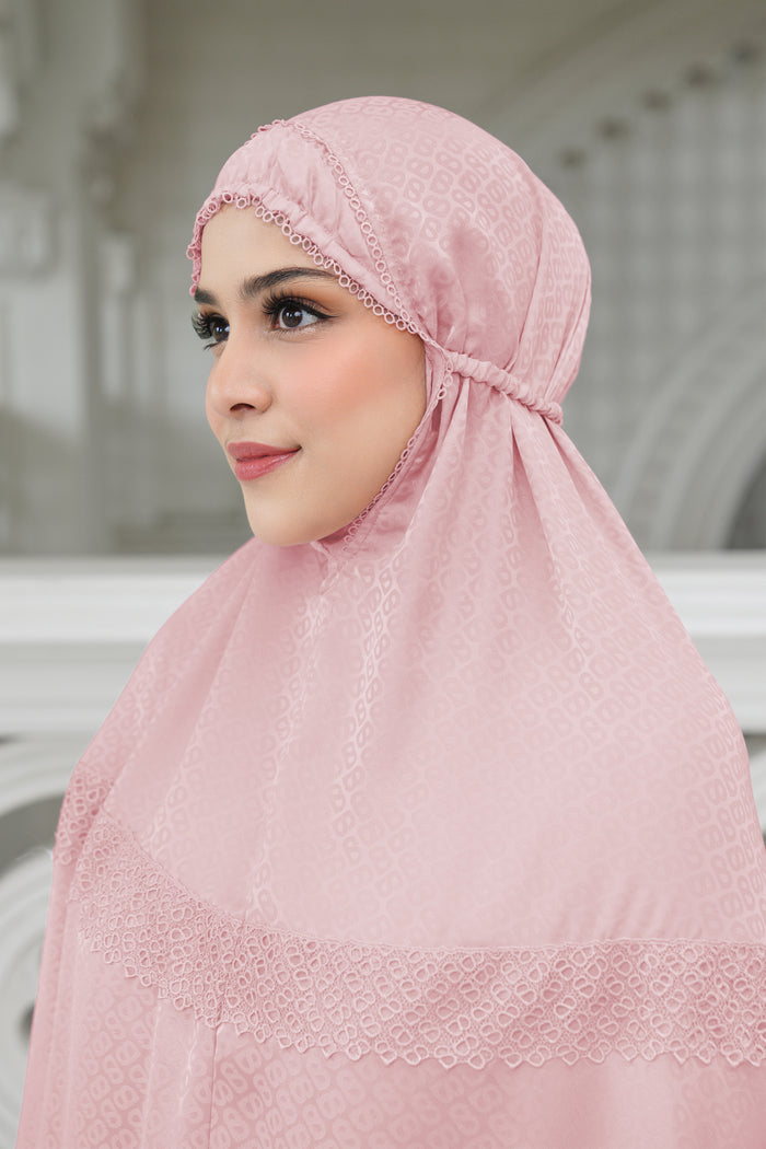 safa prayer robe in pink by buttonscarves detail
