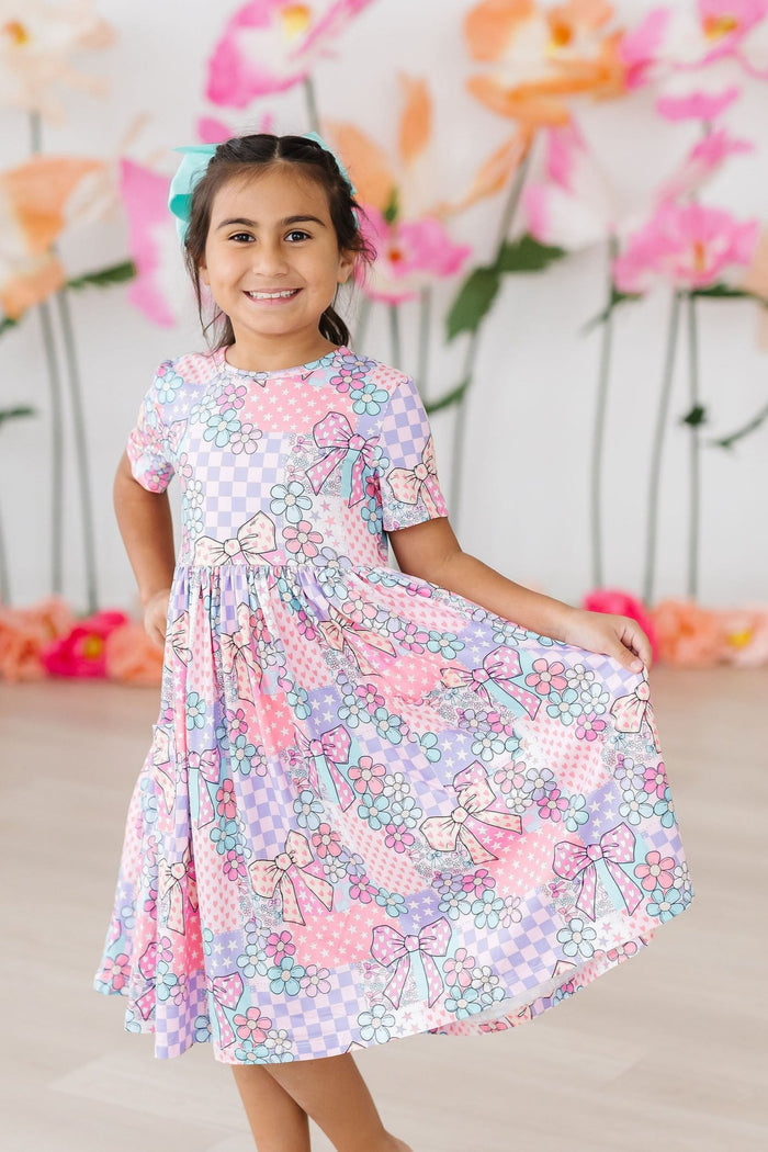 SALE Patchwork Princess S/S Pocket Twirl Dress-Mila & Rose ®