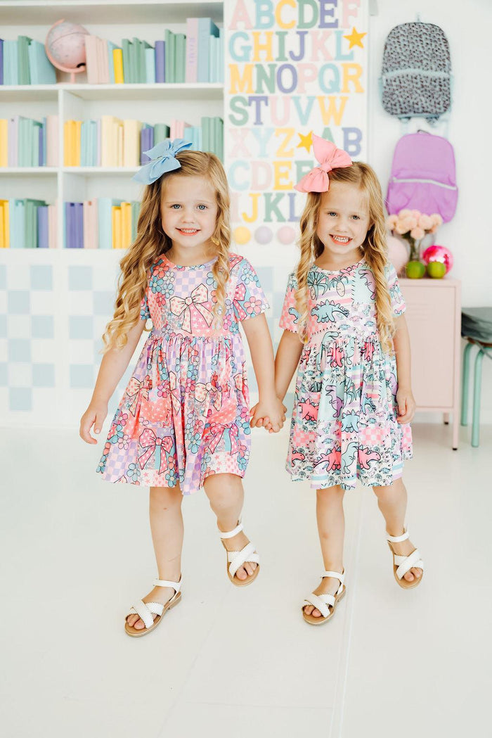 SALE Patchwork Princess S/S Pocket Twirl Dress-Mila & Rose ®